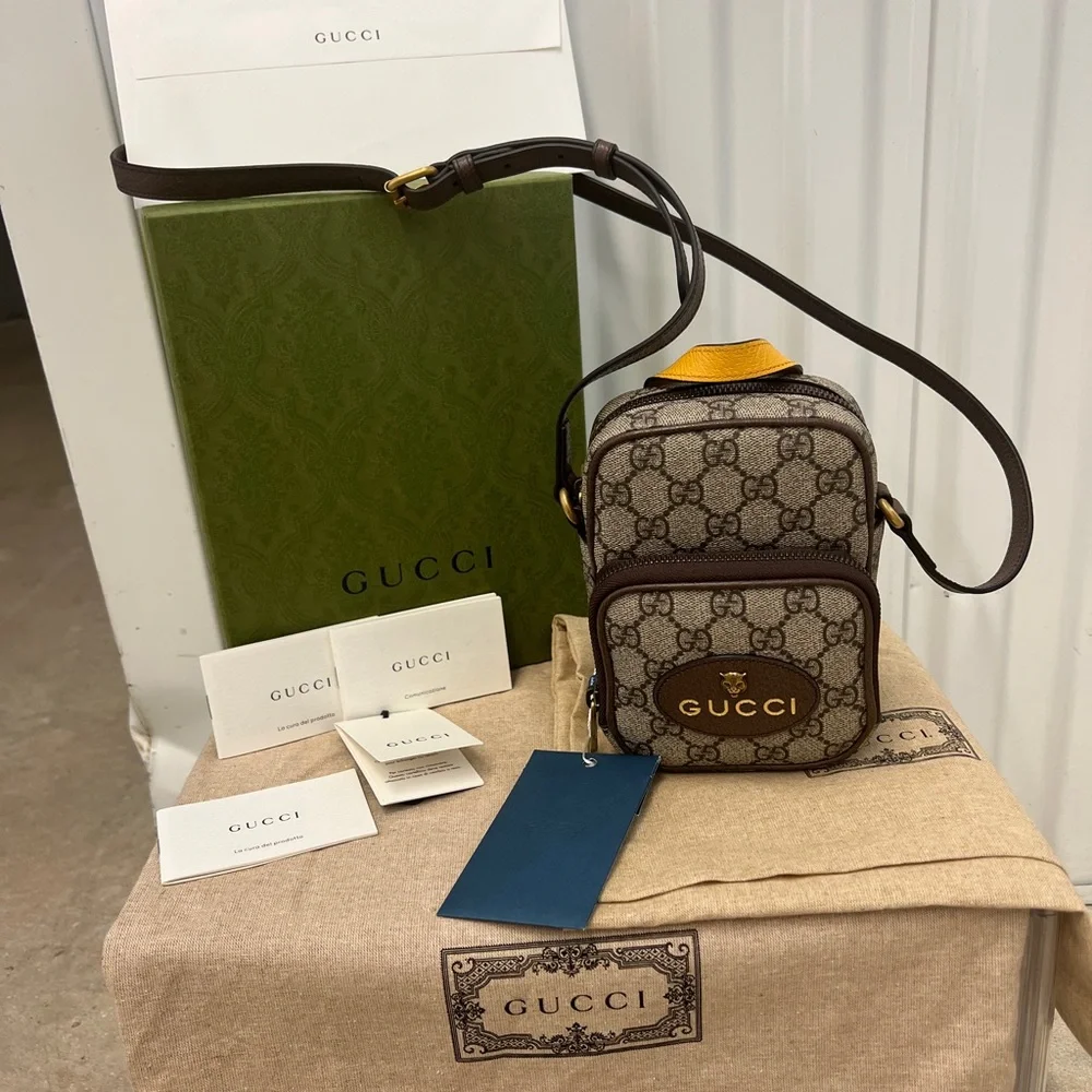 Gucci Brown and Beige GG Pattern Neo Vintage Crossbody Bag - Picture 1 of 6